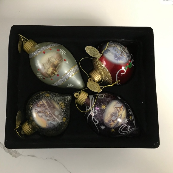 Bradford Exchange 4 Thomas Kinkade Christmas Light up luminary Ornaments NIB - Picture 1 of 10